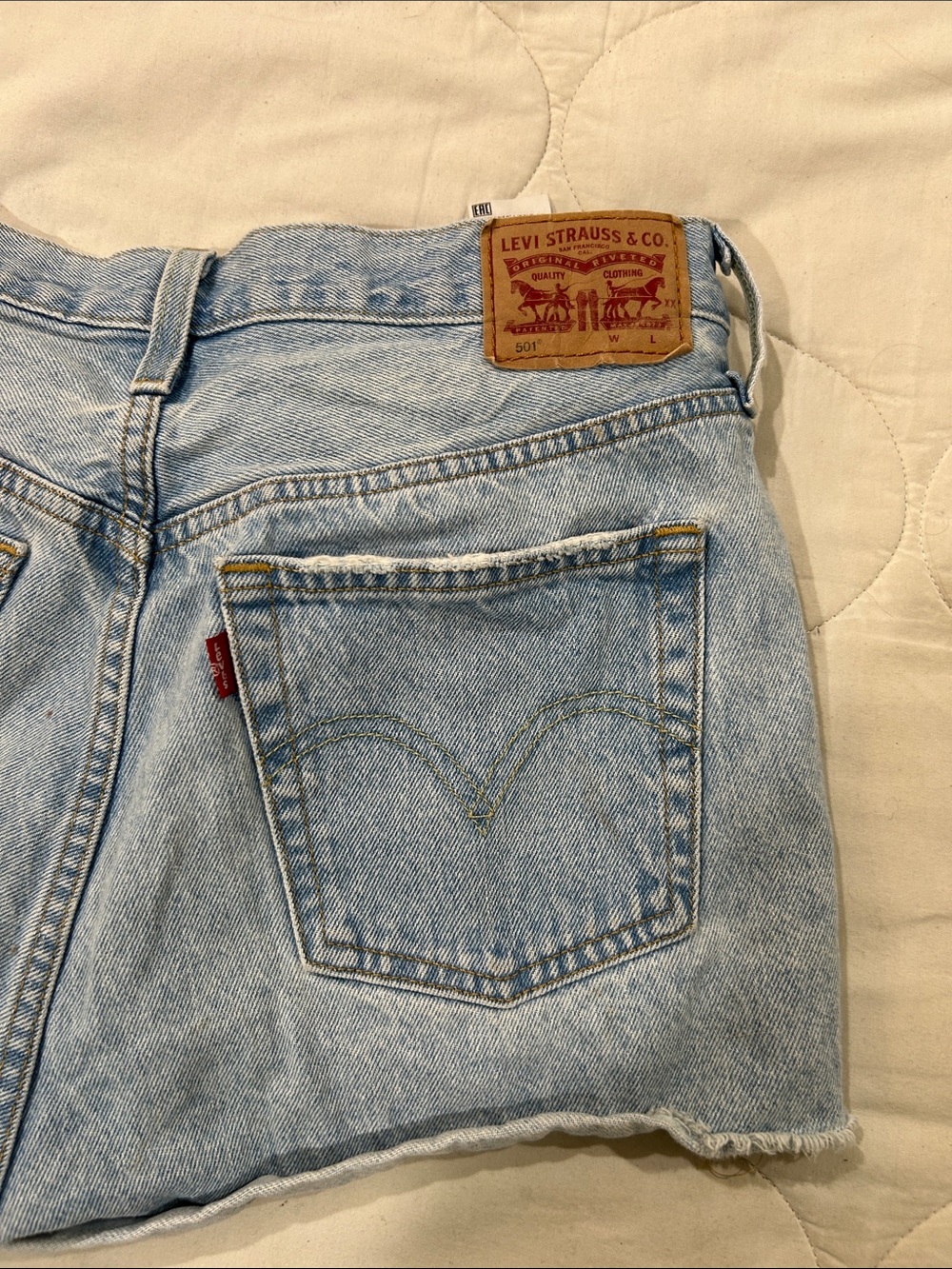 Levi's Light Wash Rolled Cutoff Denim Shorts - Picture 9 of 11